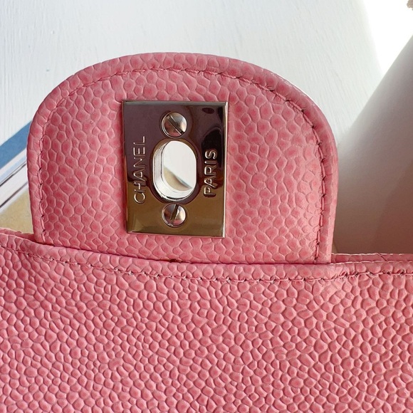 Chanel Caviar Quilted Medium Double Flap Pink Bag - Picture 9 of 10